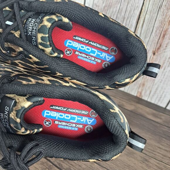 Skechers Sure Track Comp Toe Work Shoes Slip/Oil Resistant Women's 11 Leopard - Picture 7 of 9